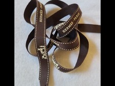 Authentic Hermes Paris Brown Ribbon Strand w Horse Graphic Logo 1/2" x 39"