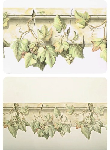 Tuscany Beige Stone Ledge Grape Vine Wallpaper Sculptured Border IMPERIAL
