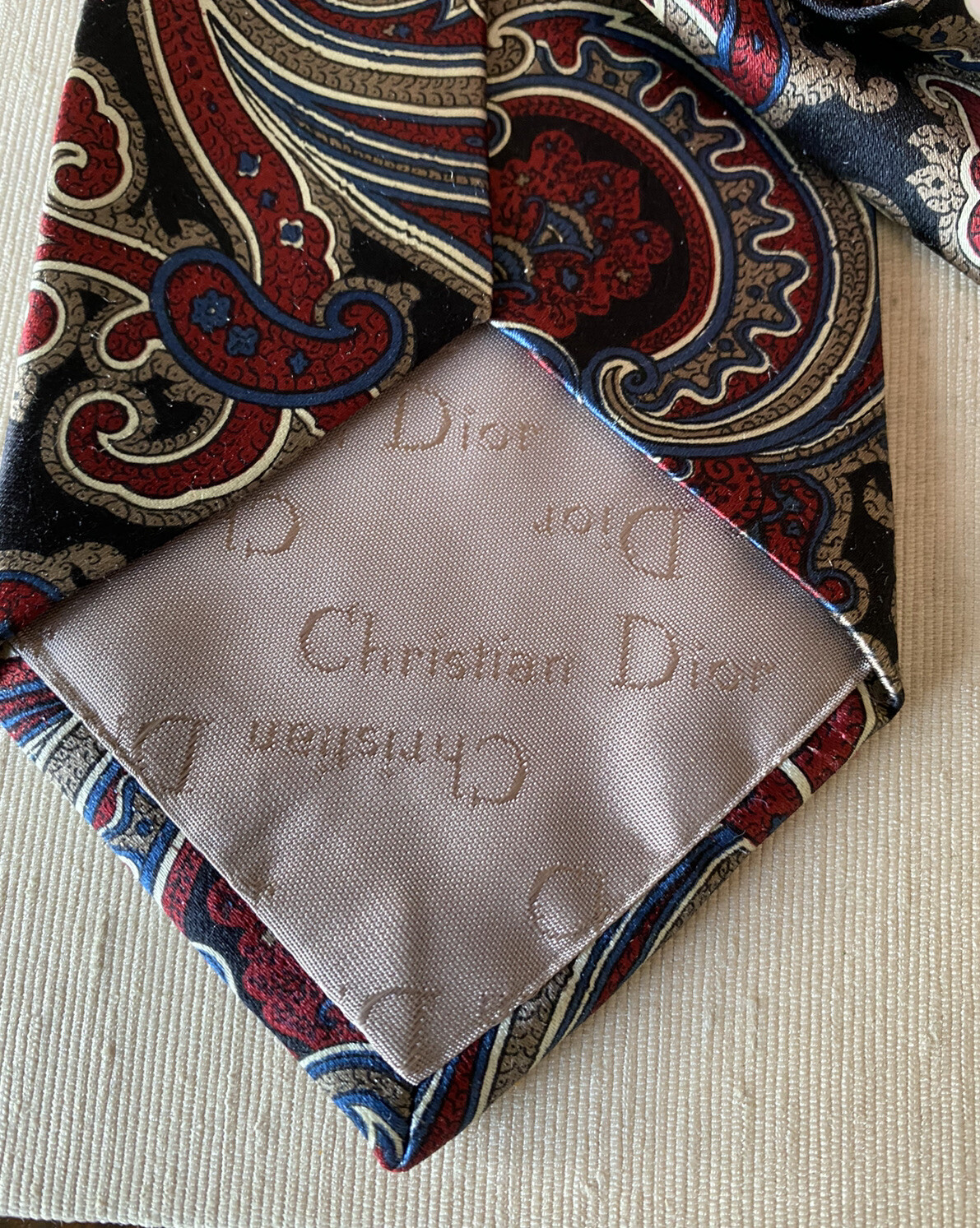 Christian Dior Men’s Necktie Made USA Black Red Beige… Gem