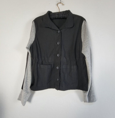 JET John Eshaya Womens Button Front Colorblock Jacket Size M/L Black/Gray Casual