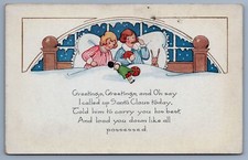Christmas Unused Whitney USA Made Kids Bed Toys Embossed Art Deco postcard B6
