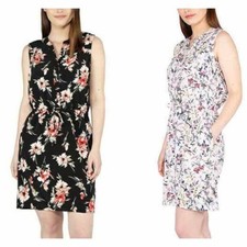 Nicole Miller Women's Floral Print Dress V Neck Sleeveless Pockets Size Small