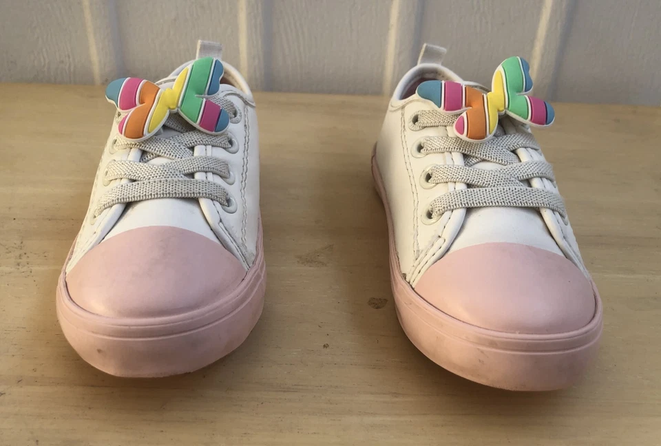 Old Navy Zapatos Sin Cordones Arco Iris Mariposa Blanco Rosa Goma Tenis Niño Pequeño Talla 7 Foto 2 de 4