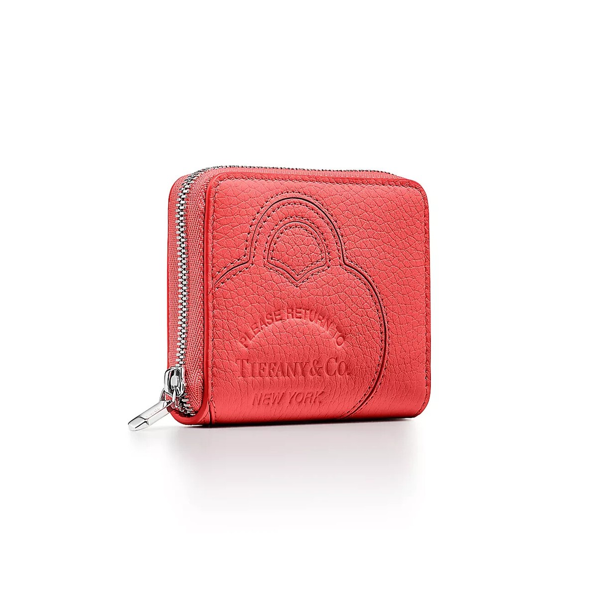 Return to Tiffany™ Small Zip Wallet Hibiscus Red Leather Stylish