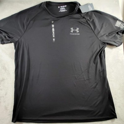 Under Armour Shirt Mens 2XL Black Freedom Tech Short Sleeve Performance
