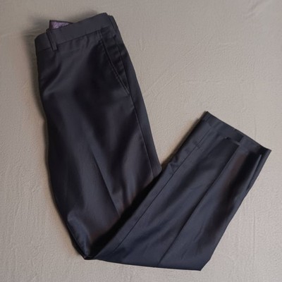 Ted Baker London Mens 37L Dress Pants Dark Navy Blue Flat Front Tailored Formal