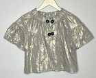 Beaubois Women’s Size M Metallic Gold Peplum Style Cropped Jacket — photo 2