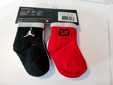 Jordan Baby 6 Pack Lightweight Ankle Socks Gray, White, Red  Black 6-12 Monts