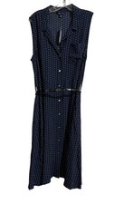 NWT Tommy Hilfiger Women’s Navy Blue White Polka Dot Button Down Dress XXL