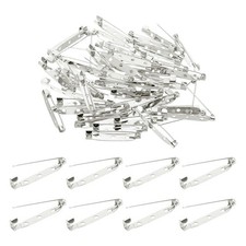 50 Pcs Brooch Pin Back, 35mm 1.37" Bar Pins Backs Safety Clasp, Silver