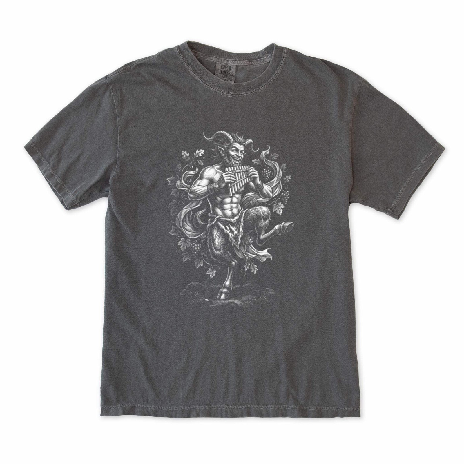 Greek Mythology Pan Graphic Tee | Flute Playing Satyr Art Comfort Colors T-Shirt