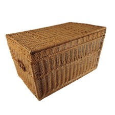 Truhe mit Deckel aus Weide braun natur 50x35x35 cm