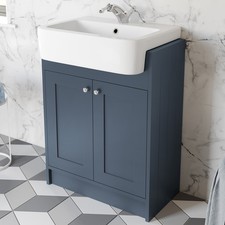 Traditional Vanity Basin Unit Freestanding 1 Tap Hole Bathroom Furniture Blue