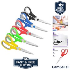 Scissors for Office, 8" Scissors All Purpose Bulk of 5-Pack, Middle School Su...