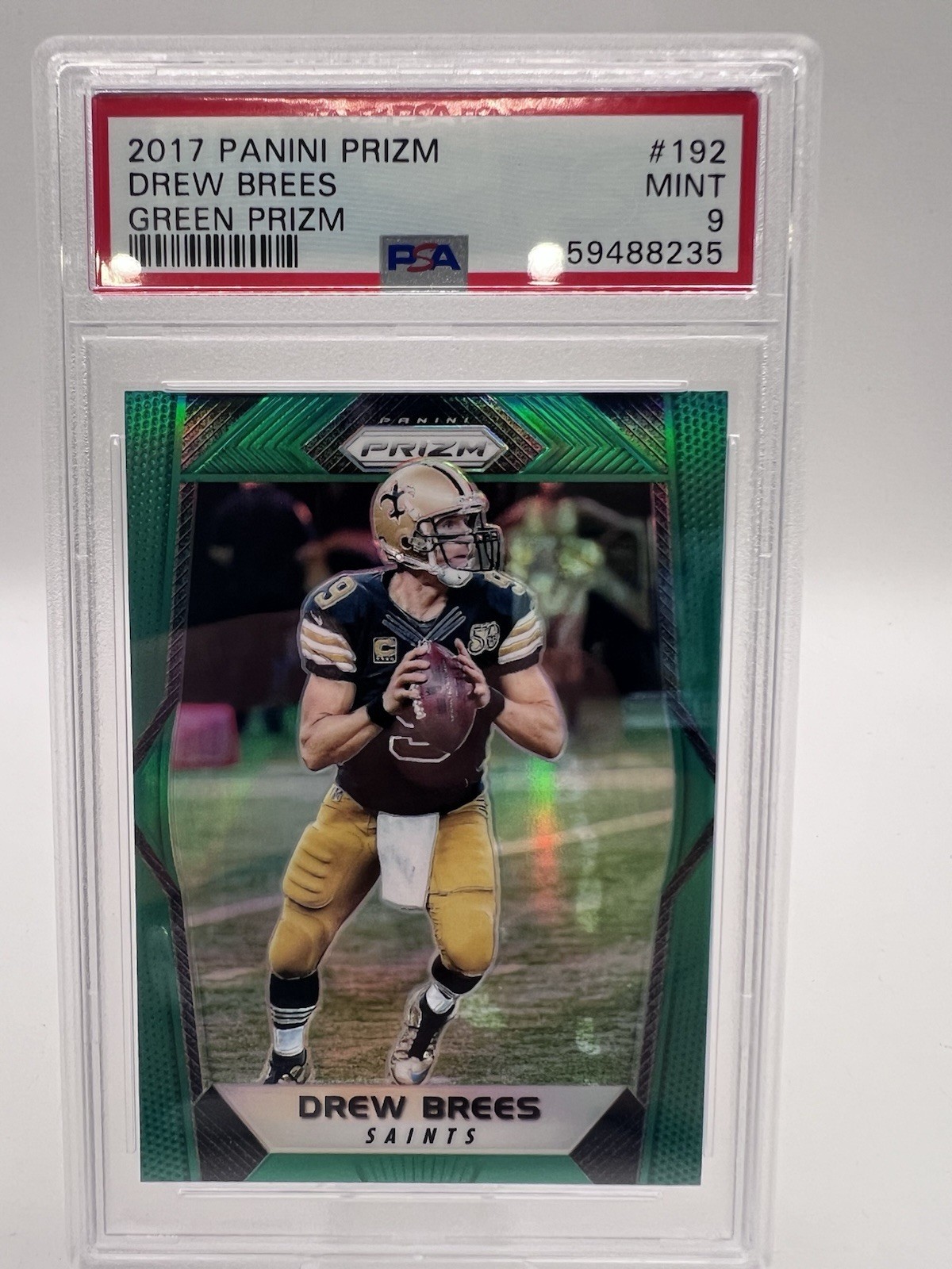 Drew Brees 2017 Panini Prizm Green Prizm #192 PSA 9 POP 2, Saints, Chargers