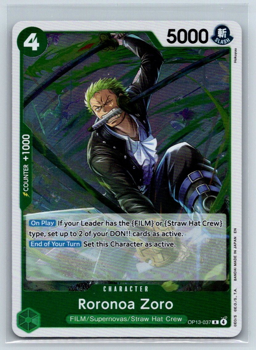 Roronoa Zoro OP13-037 Rare Carrying On His Will One Piece Foil Near Mint