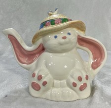 Vintage Treasure Craft White Bunny Cookie Jar/Tea Pot Made in USA