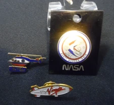 VINTIGE LOT OF 3 PINS-APOLLO 15 SCOTT WORDEN IRWIN-FLY VIRGIN BLIMP-LIFE FLIGHT