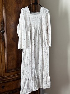April Long Sleeve Cotton Nightgown in White