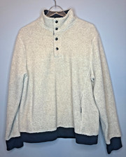 J.Crew Sherpa Fleece Pullover Mens Large Tan Snap Neck Jacket