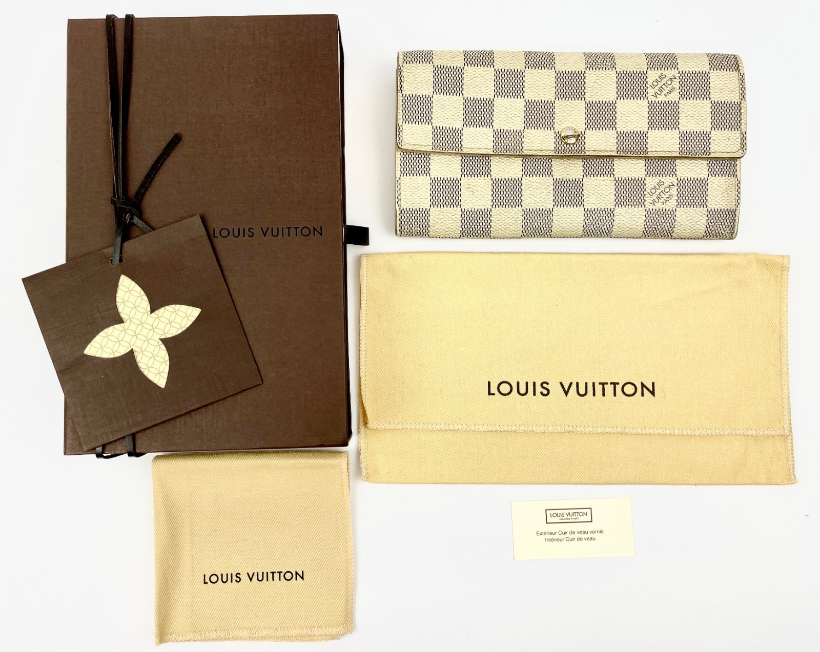 Authentic LOUIS VUITTON Portefeuille Sarah Wallet Damier Azur N61735 10 Cards