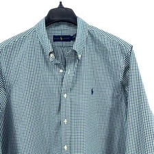 Ralph Lauren Mens XL Pre-Owned Gingham Button Down Shirt Classic Fit Blue Green