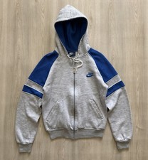 Vintage 80s Nike Colorblock Gray Blue Full Zip Hoodie Blue Label Sz S
