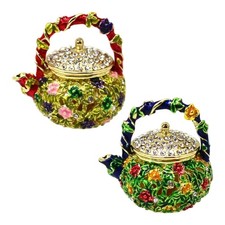 Beautifully Crafted Tea Pot Shape Enamel Jewelry Box For Collectors