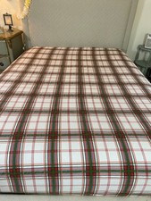Threshold queen flannel sheets 2 pc set 1 flat 1 fitted red wht plaid 100 cotton