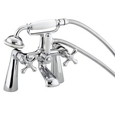Bristan Colonial Bath Shower Mixer with Metal Handles, Hose, and Chrome