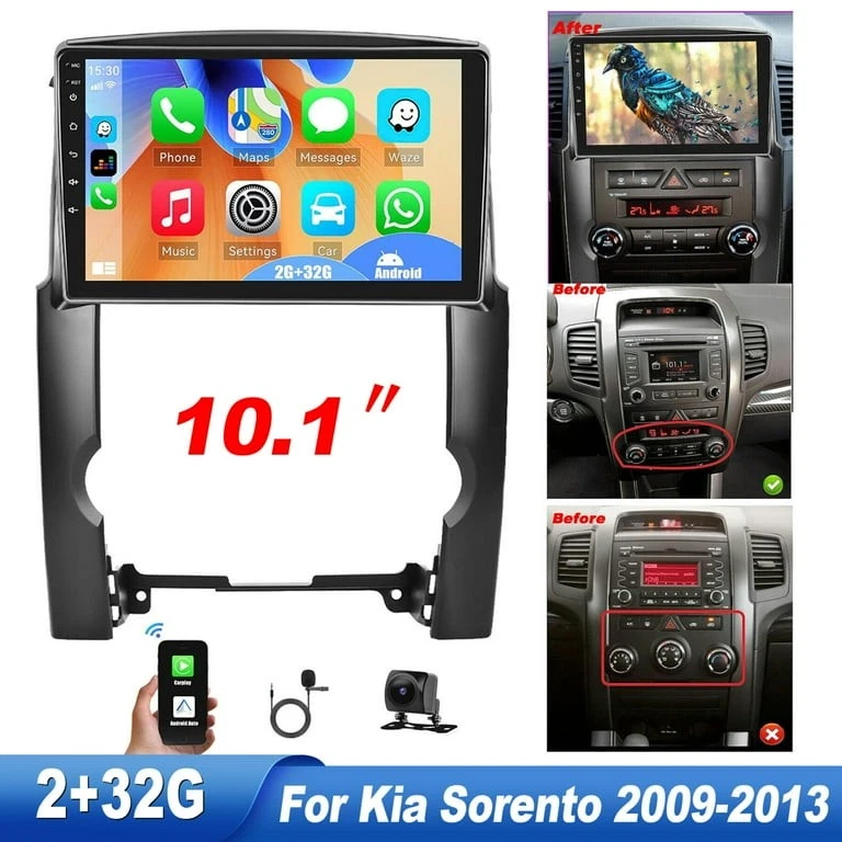 Android 13 Para Kia Sorento 2009-2013 Apple CarPlay Coche Radio Estéreo GPS Navegación BT Foto 3 de 4
