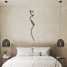 Minimalist Line Art Metal Wall Decor – 120x17 cm Abstract Female Silhouette
