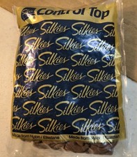 SILKIES CONTROL TOP PANTYHOSE 070302 Beige Size Large 1 Pair Made in USA Sealed