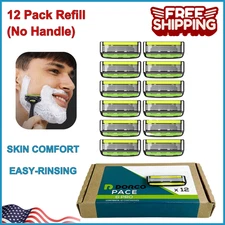 Dorco Pace 6 Pro - Six Blade Razor System with Trimmer 12Pack Refill (No Handle)