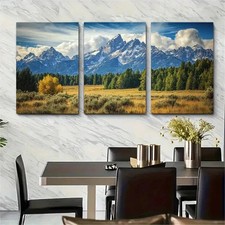 3pcs Grand Teton National Park Poster Perfect Wall Art Canvas Framed 50x70cm