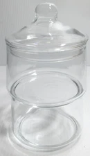 Vintage Clear Glass Apothecary Jars Kitchen Bathroom Candy Stacking 7" Tall