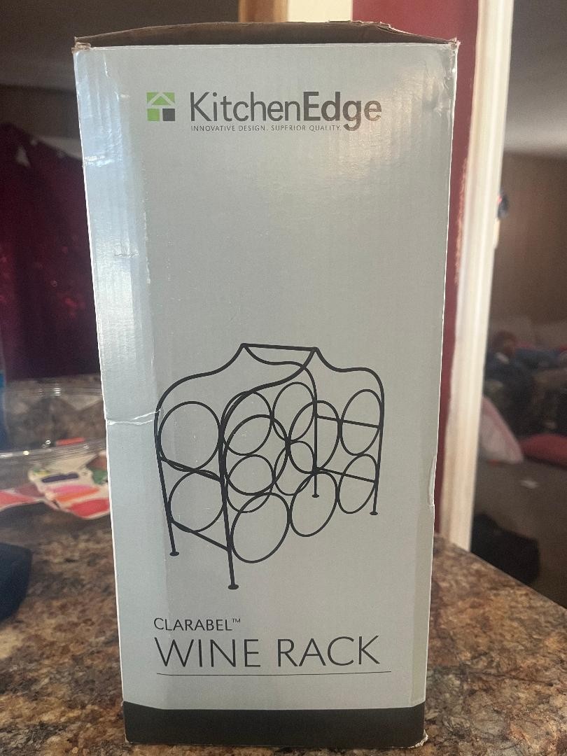 KitchenEdge Clarabel Wine Rack Metal 6  750ml Bottle Matte Black Metallic Finish