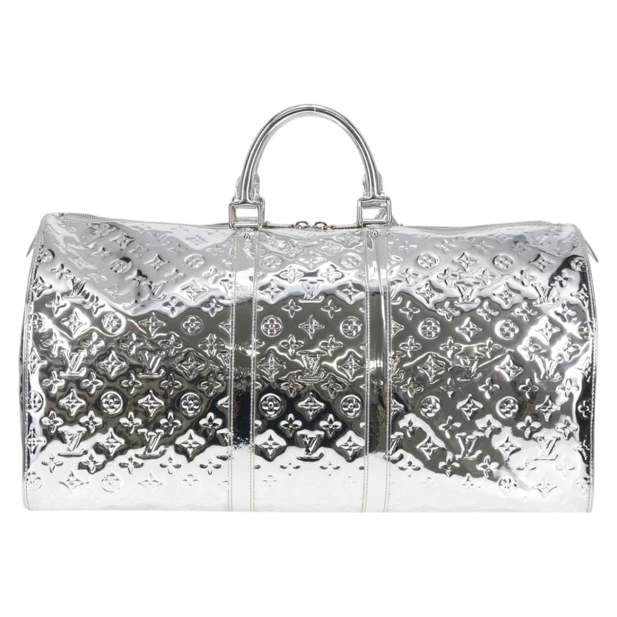 LOUIS VUITTON Monogram Miroir Keepall 55 Bag Silver Argent M95275