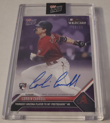 Corbin Carroll #16/25 2023 Topps Now  Rookie ON CARD AUTO Purple🔥 D-BACKS!📈