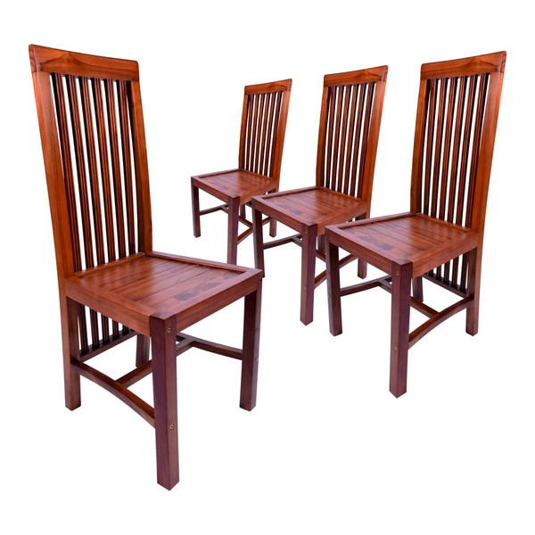 Divero 4Er Set Esszimmerstuhl Bolero Teakholz Behandelt Gartenstuhl Holzstuhl-image