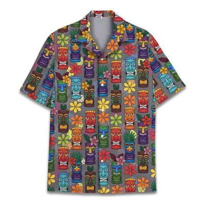 Floral Tiki Hawaiian Shirt Mens Womens Beach Party Casual