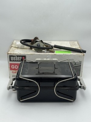 Weber Go-Anywhere Gas Grill Vintage Preowned IOB + Grill Brush No Propane Can