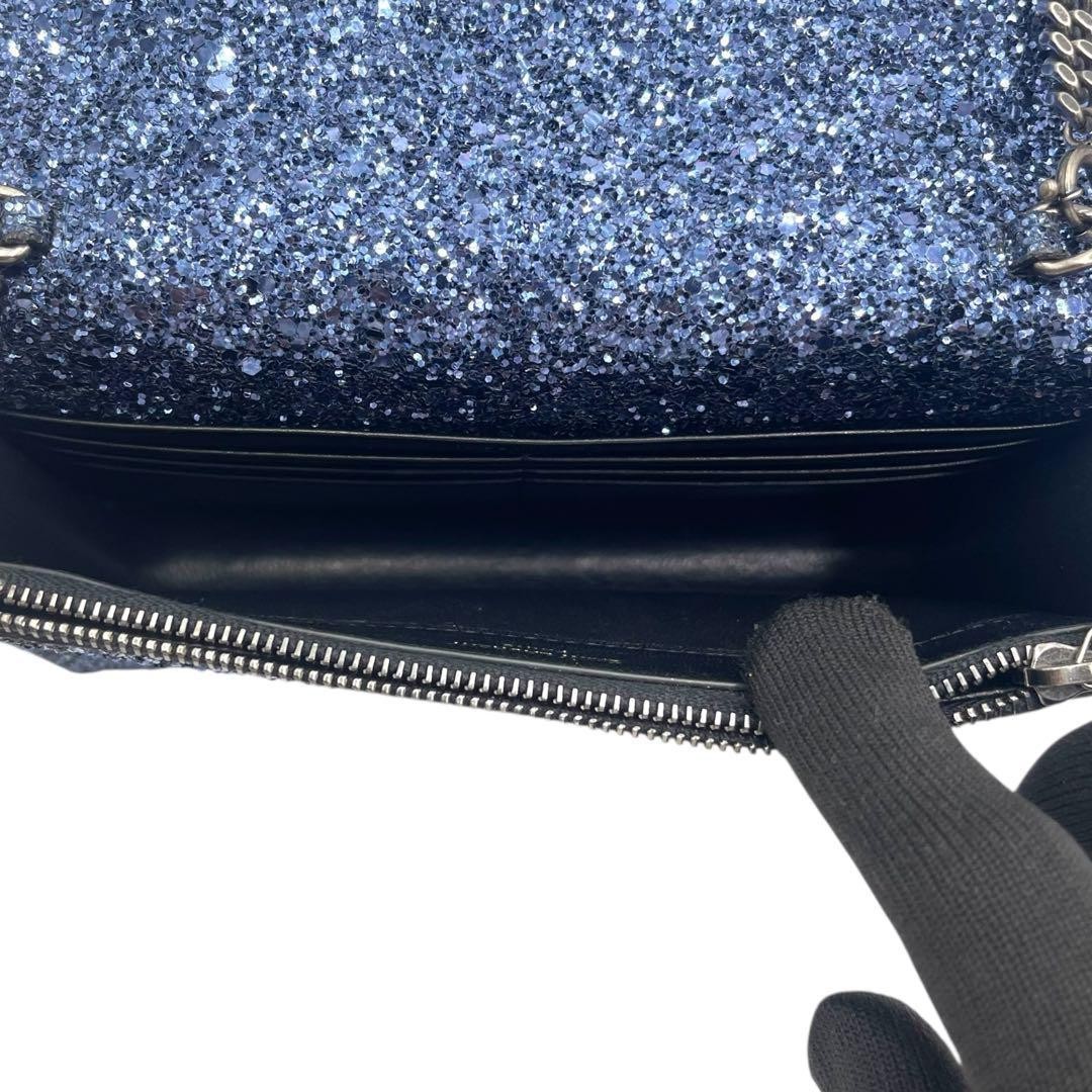 YVES SAINT LAURENT Kate Leather Chain Wallet Shoulder Bag Metallic blue Glitter thumbnail 7
