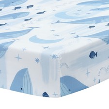 Lambs  Ivy Bubbles  Squirt 100 Cotton Whale/Ocean Fitted Crib/Toddler Sheet