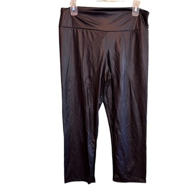 I JOAH Womens Faux Leather Going Out Party Biker Cropped Leggings Black Large