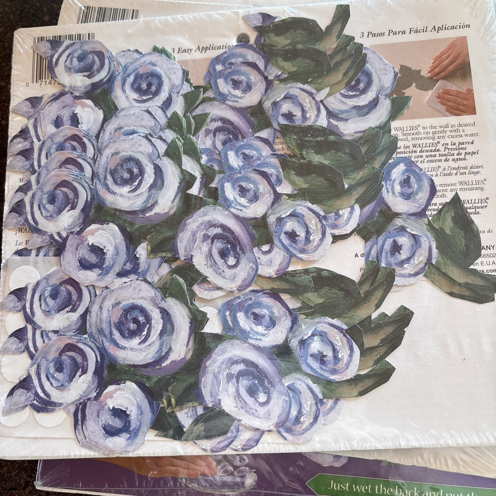Wallies 100 Blue Roses Wallpaper Cutouts Pre Pasted 4 New Packs 12108