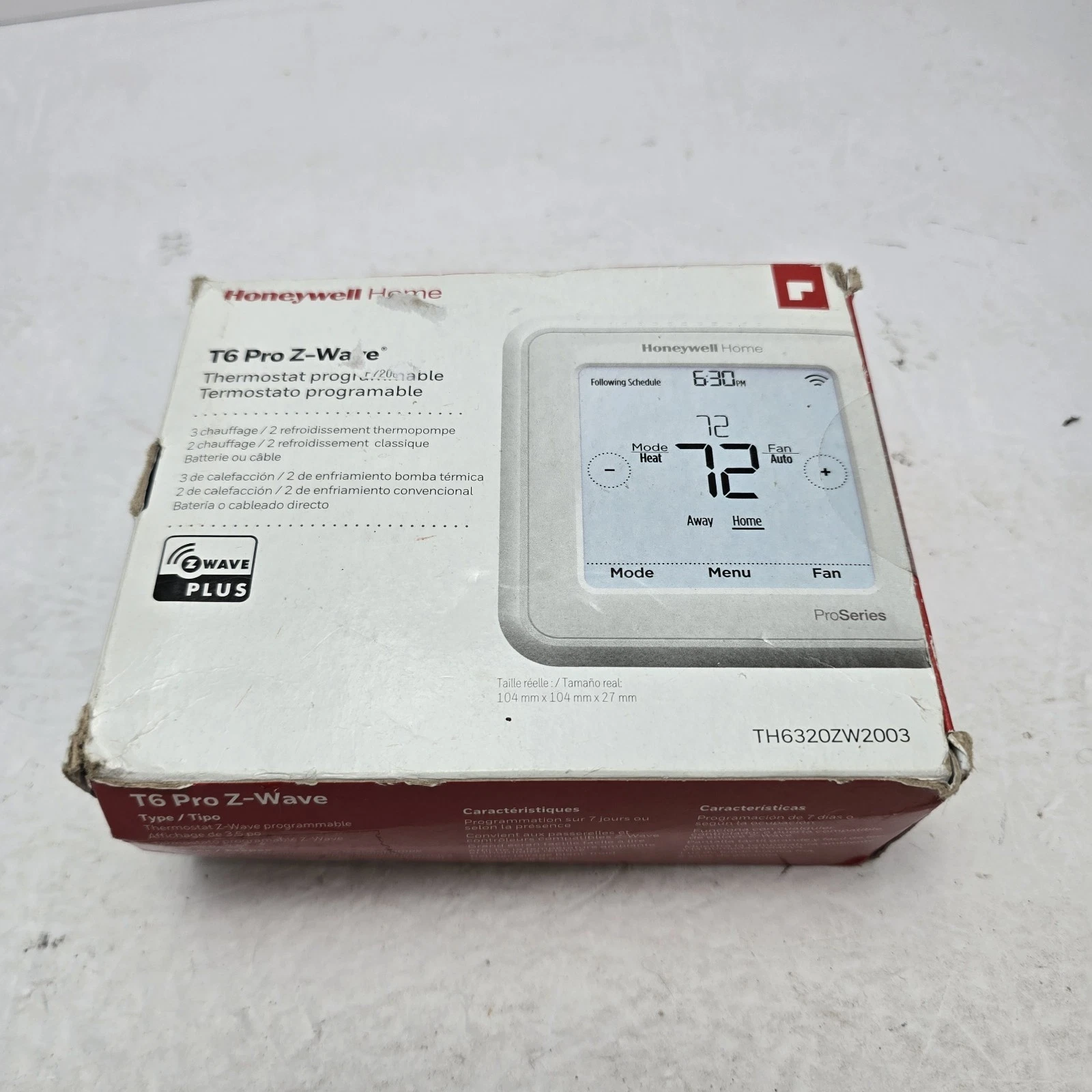 Honeywell T6 Pro Series Z-Wave Programmable Thermostat - White