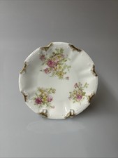 Floral W.G &Co. Limoges France Porcelain Plate with Gold Trim