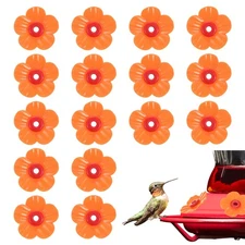 16-Pack Hummingbird Feeder Replacement Flowers, Plastic Part [Orange]