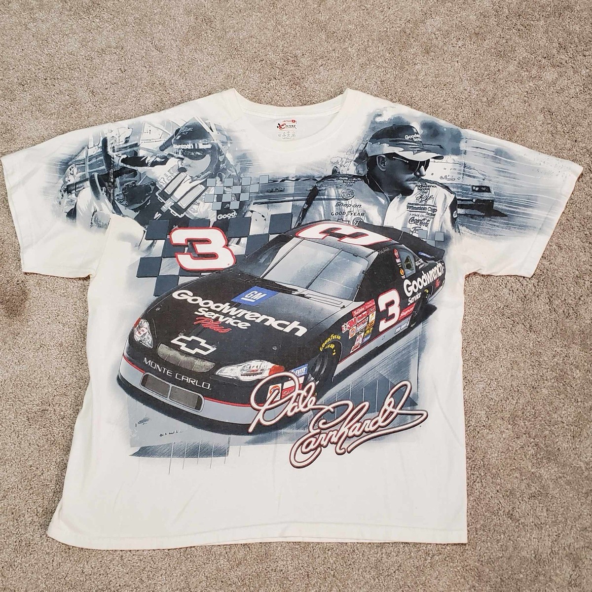 Vintage Dale Earnhardt Sr. All Over Print T Shirt NASCAR Racing 